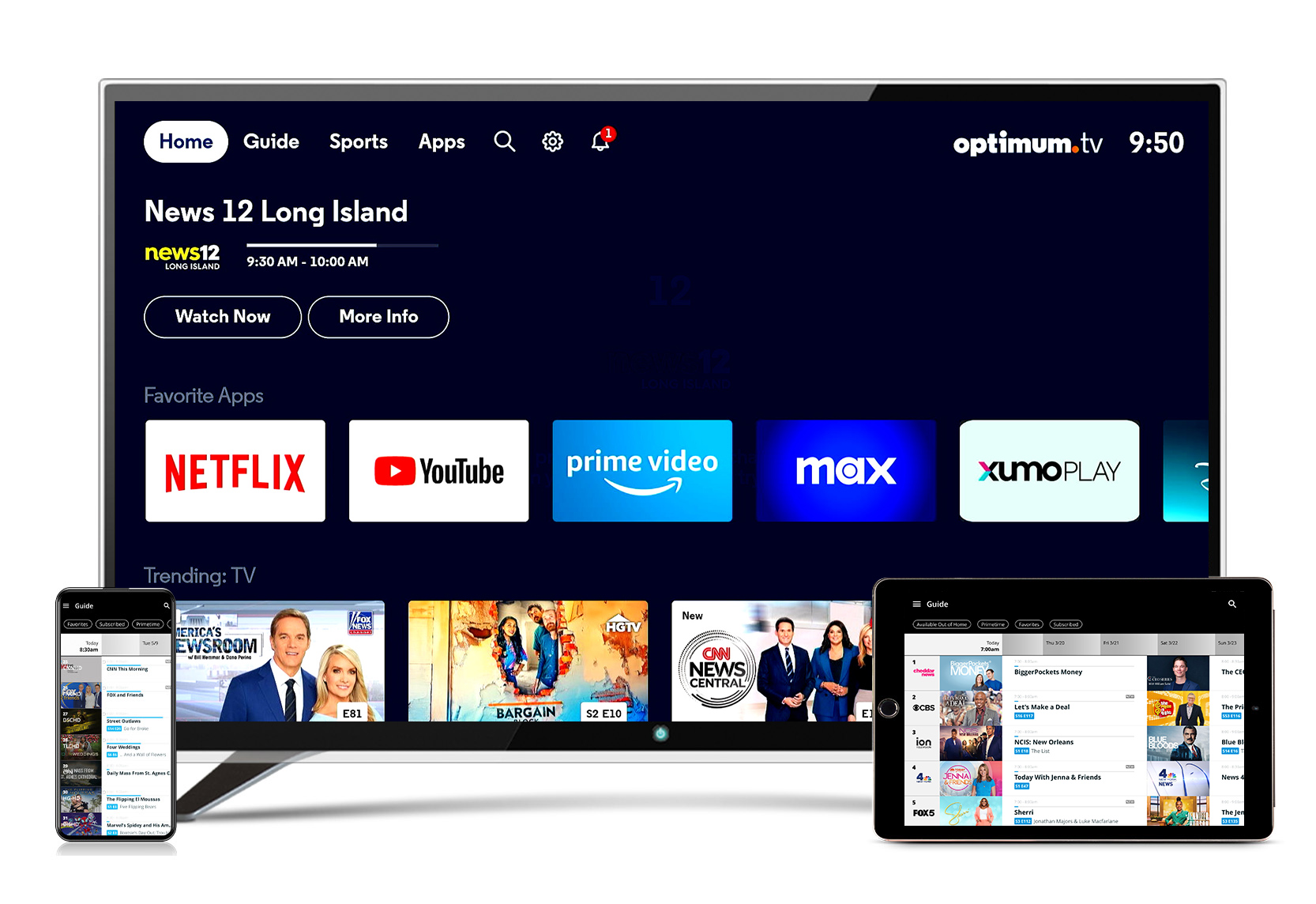 Optimum TV Home Screen